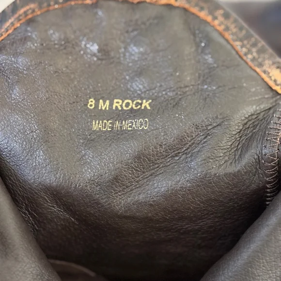 Patron By Perugia Rock Brown Studded Leather Boots Size 8 Western Bling Festival - Picture 9 of 10